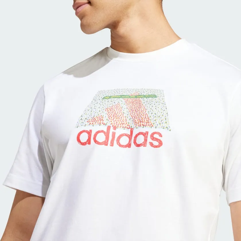 ADIDAS MEN'S ESSENTIALS GRAPHIC WHITE TEE