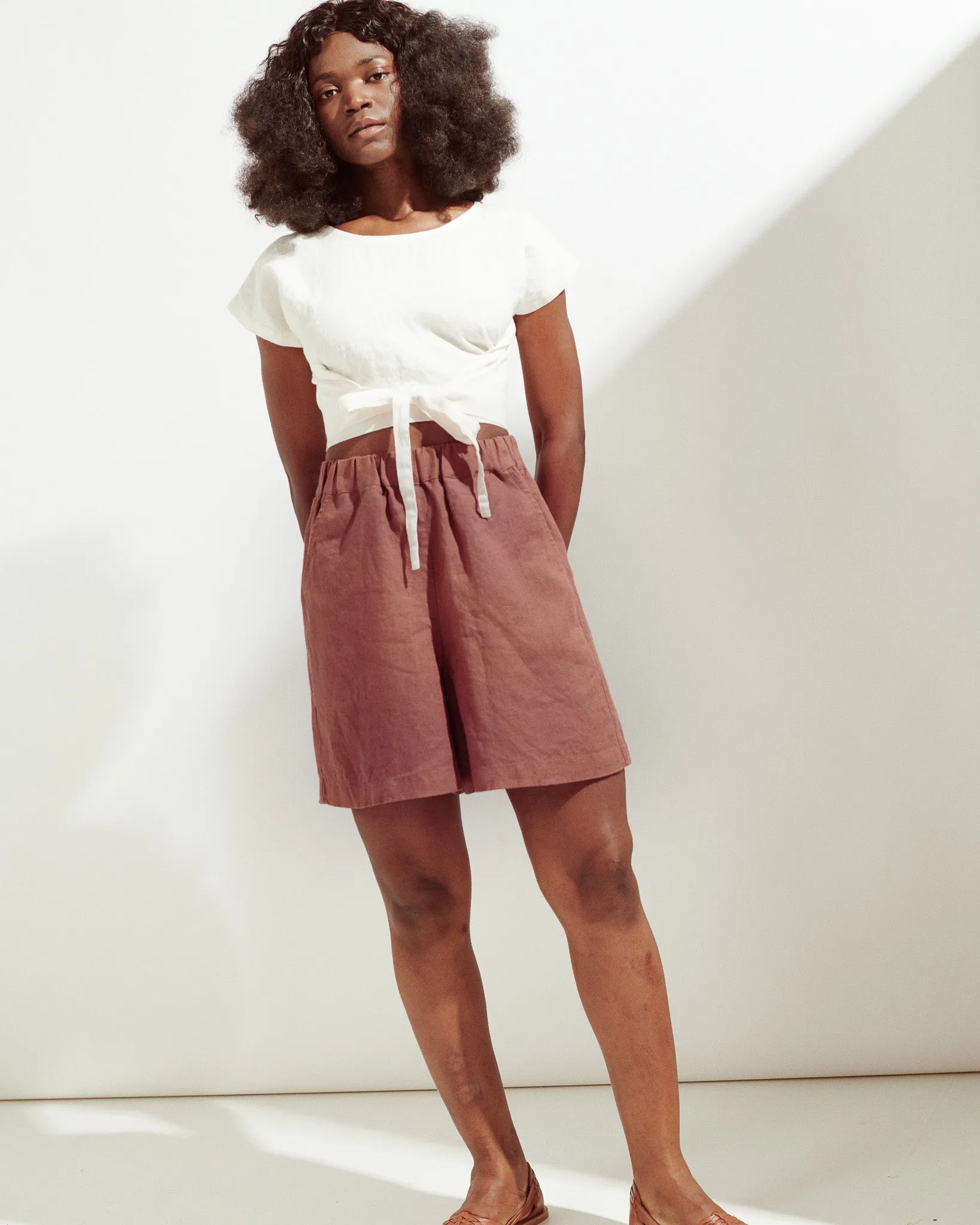 AUGUSTINE cropped linen wrap top (SS24)