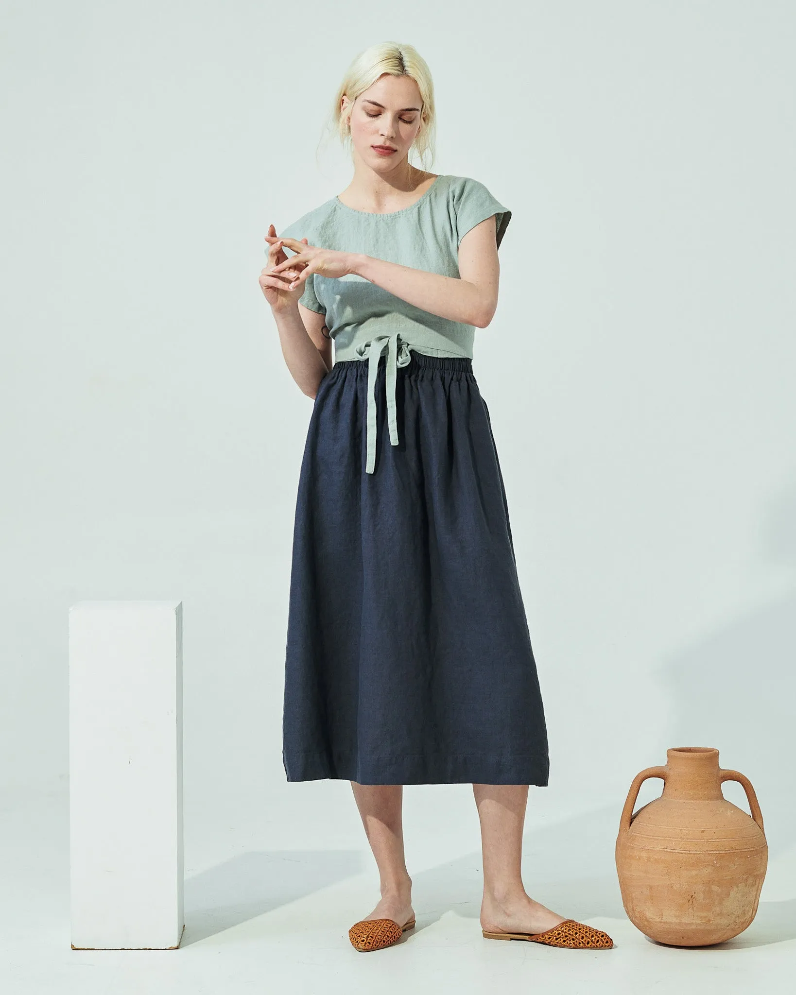 AUGUSTINE cropped linen wrap top (SS24)