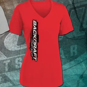 Backdraft Motorsports Ladies Sport Tek Shirt in Red and Gray