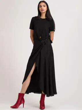 Black Long Wrap Skirt