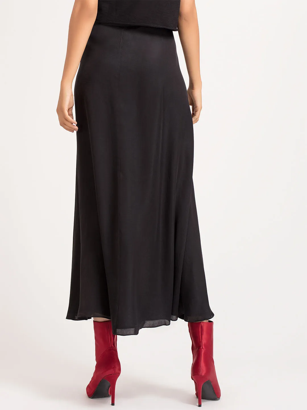 Black Long Wrap Skirt