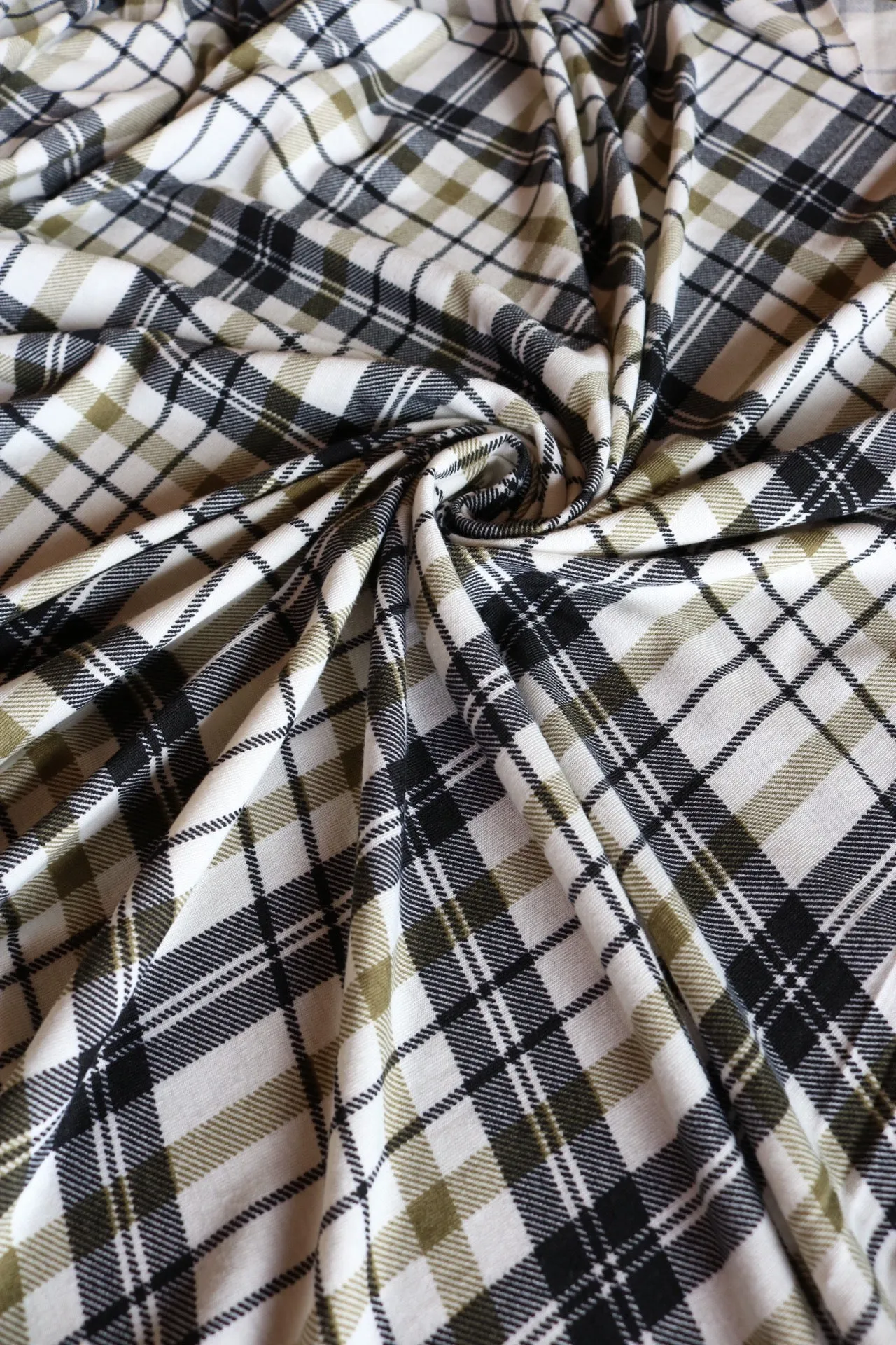 Black/Olive Plaid Spun Poly