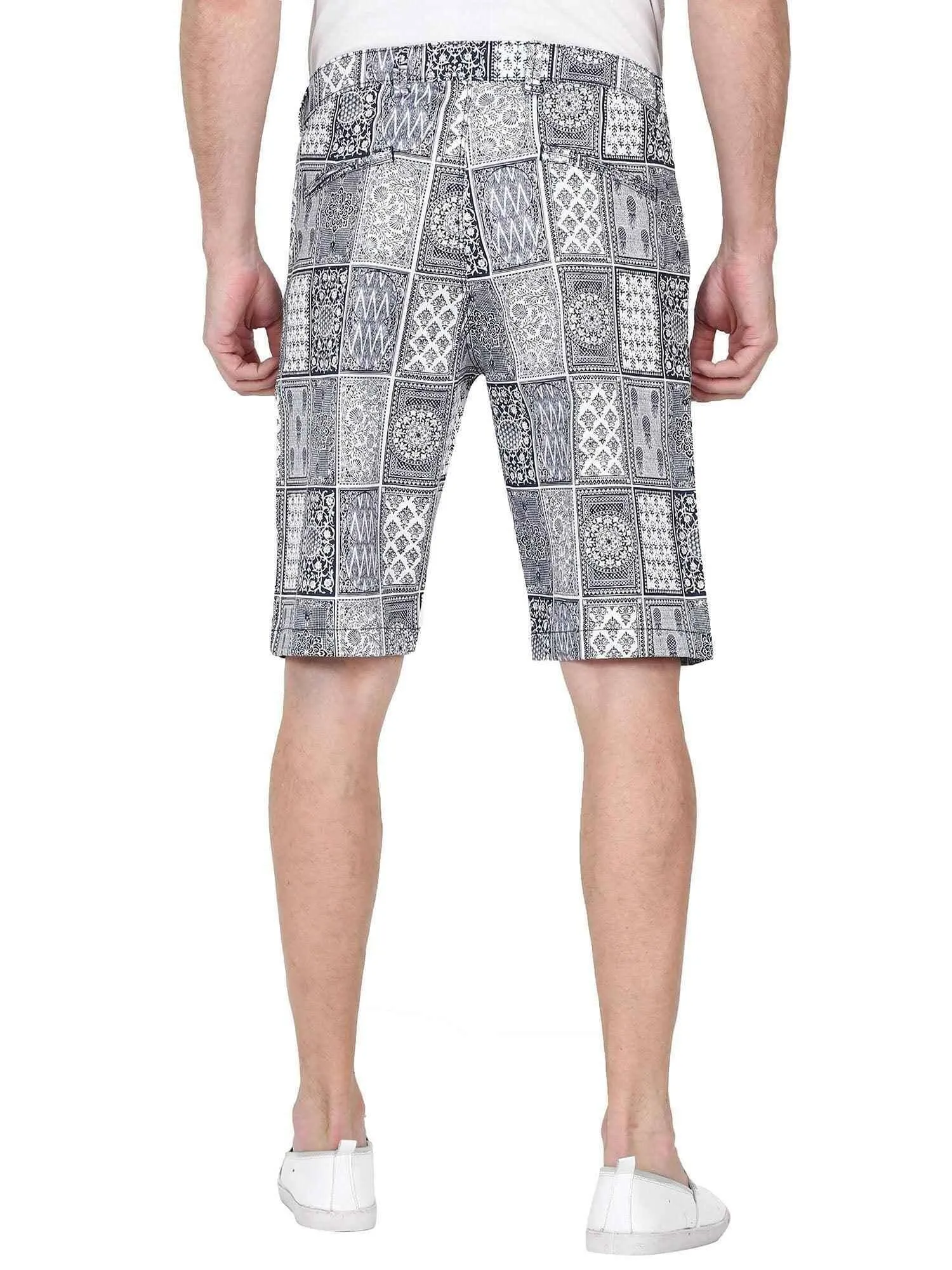 Bloc Men Monochrome Printed Cotton Shorts