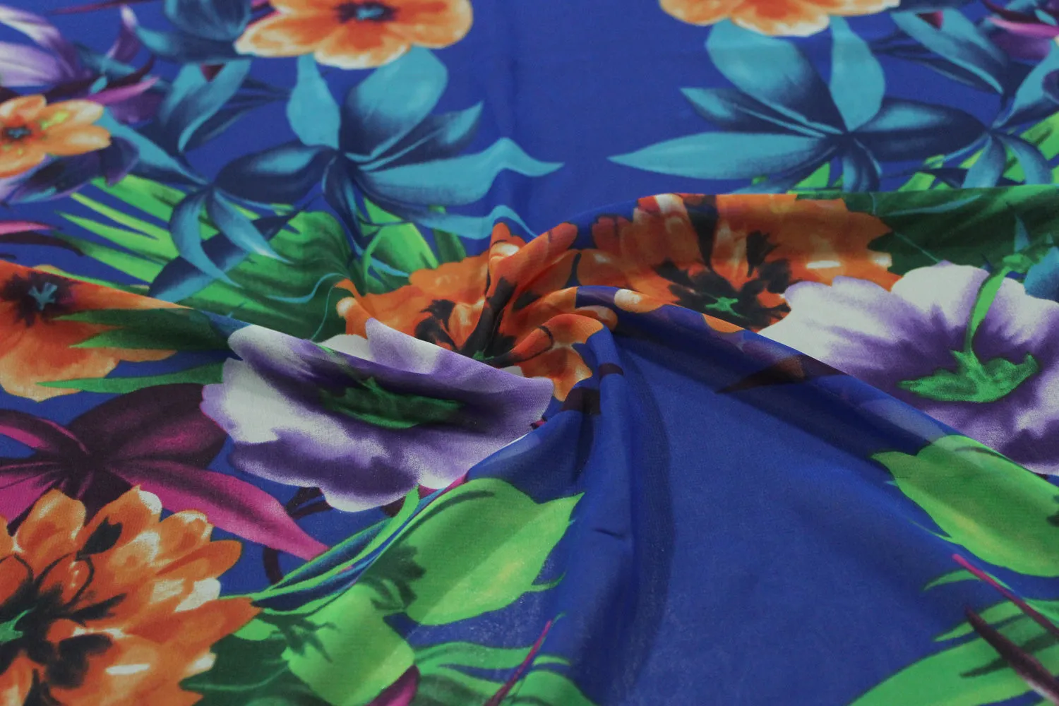 Blue Printed Georgette Fabric