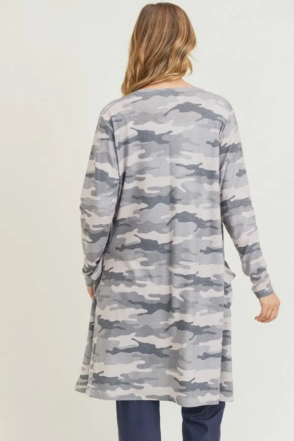 Camouflage Cardigan with Pockets