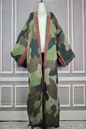 Camouflage Open Front Long Cardigan