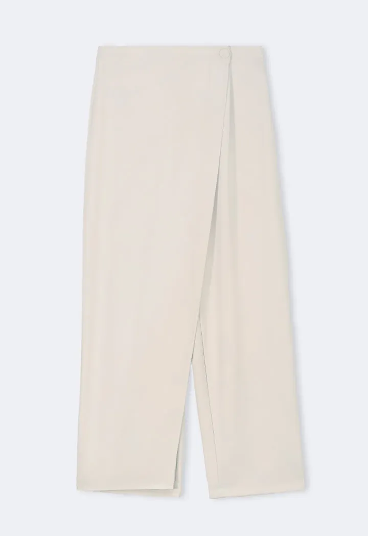 Choice Straight Cut Wrap Trousers Beige