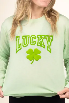 Clover Lucky Puff Vinyl Adult Soft-Tek Blend Long Sleeve Tee