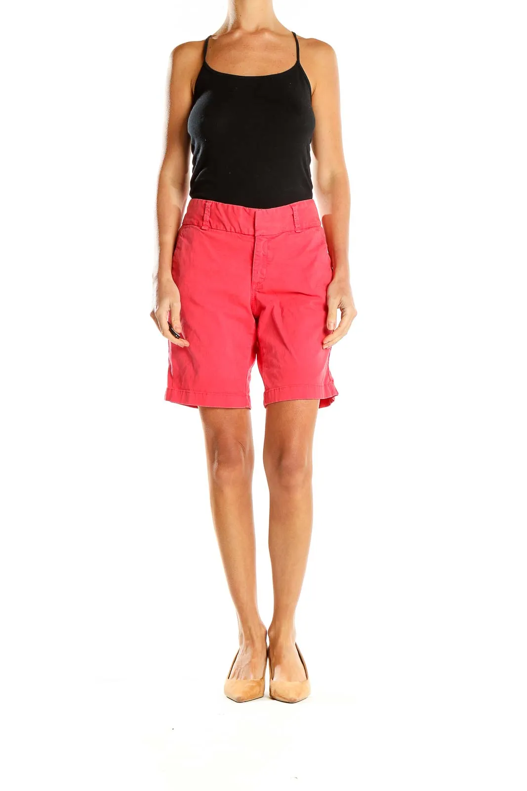 Coral Cotton-Blend Chino Shorts