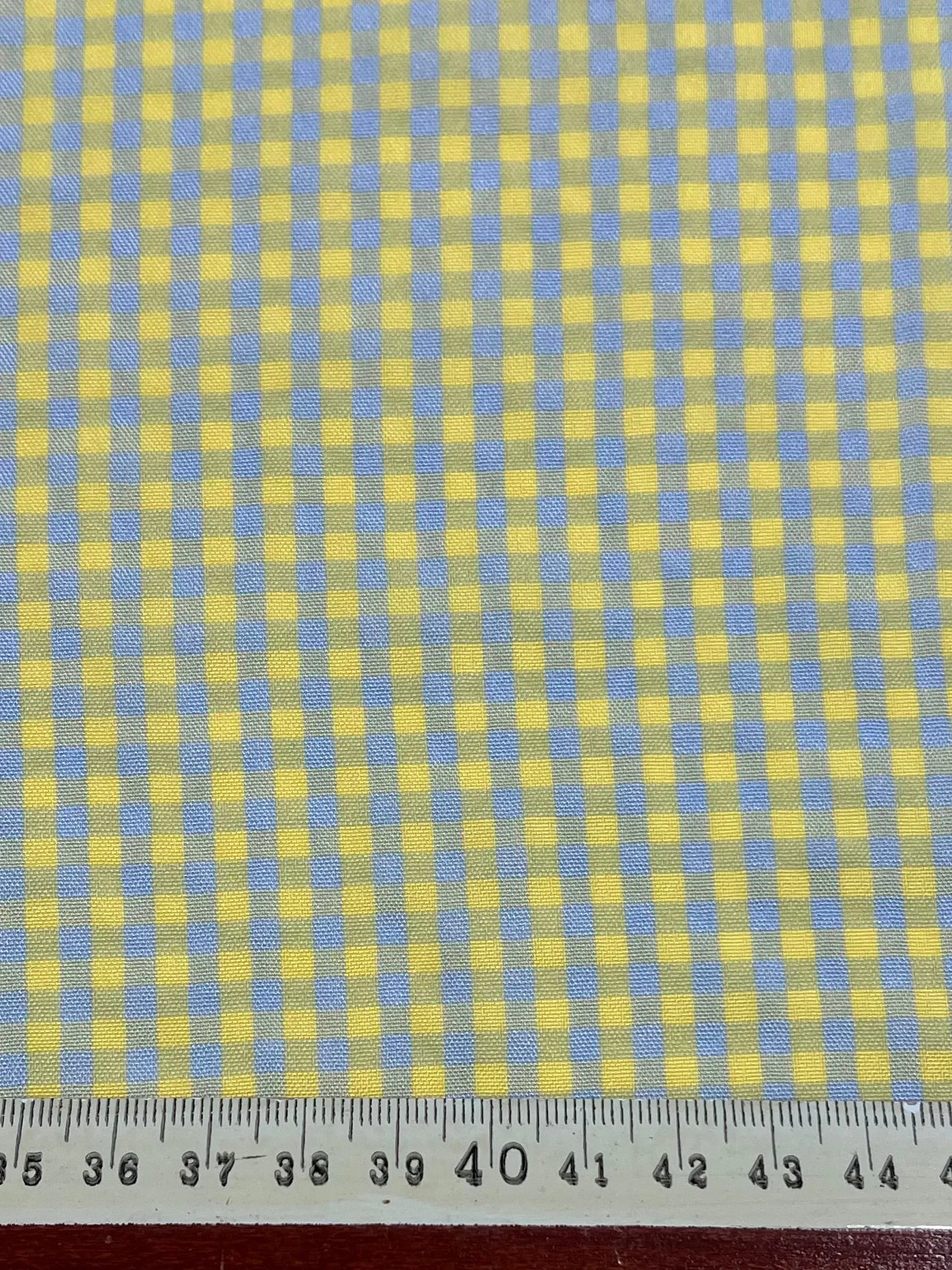 Cotton Poly - Mini Gingham Blue & Yellow- 150cm