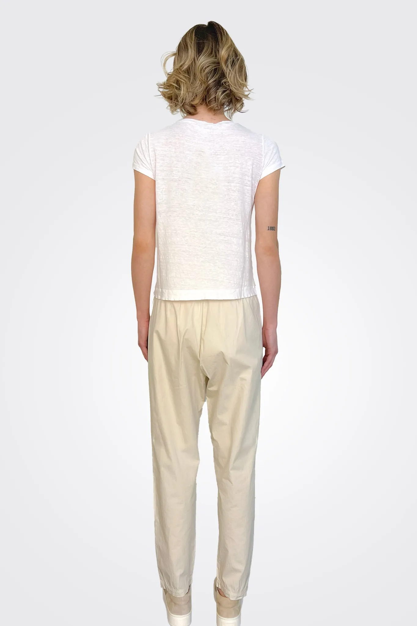 Cotton Stretch Waist Trousers - Ivory