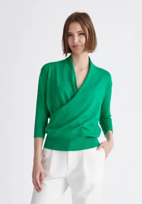 Cropped Sleeve Knitted Wrap Top