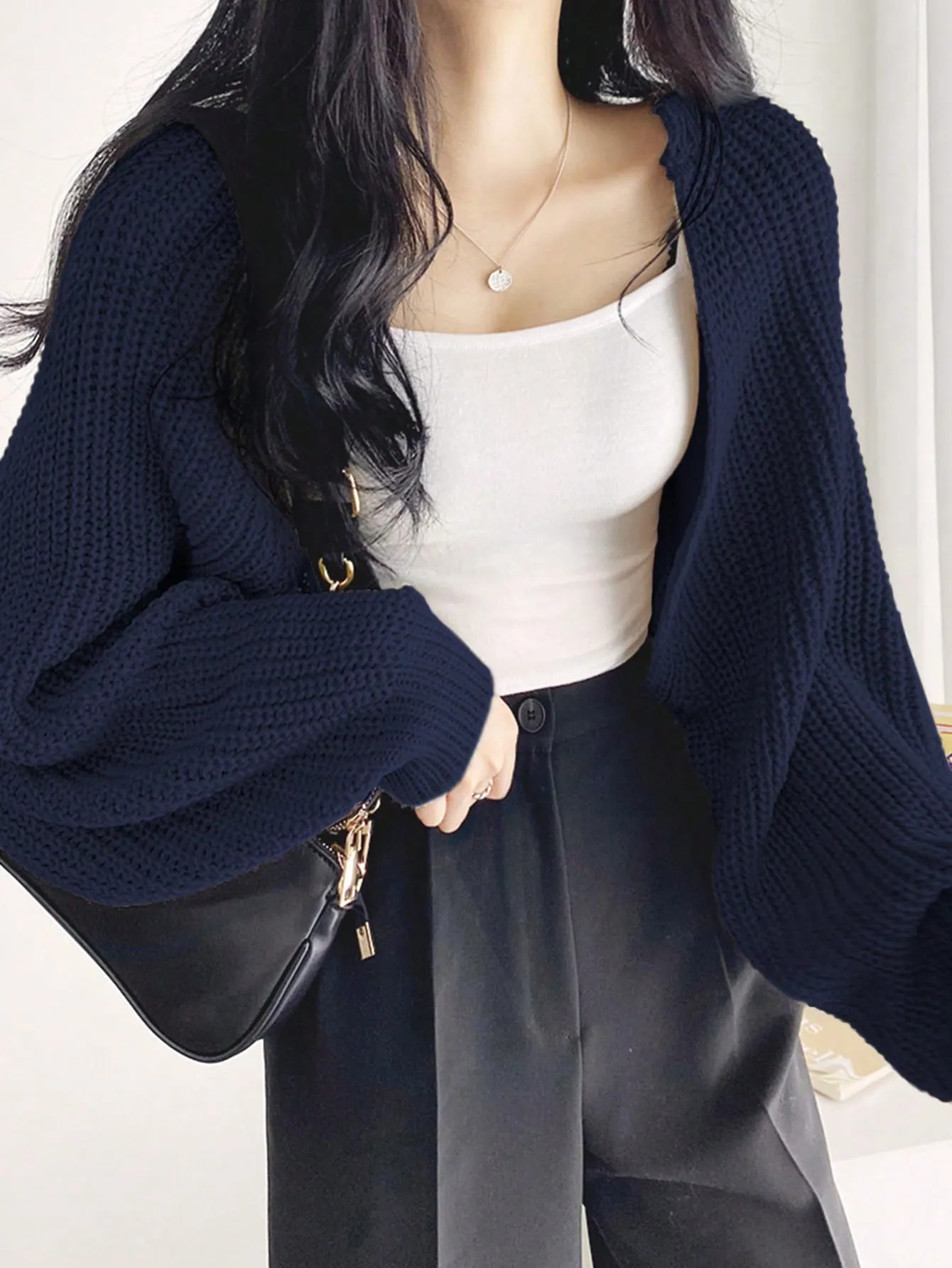 DAZY Solid Open Front Crop Cardigan