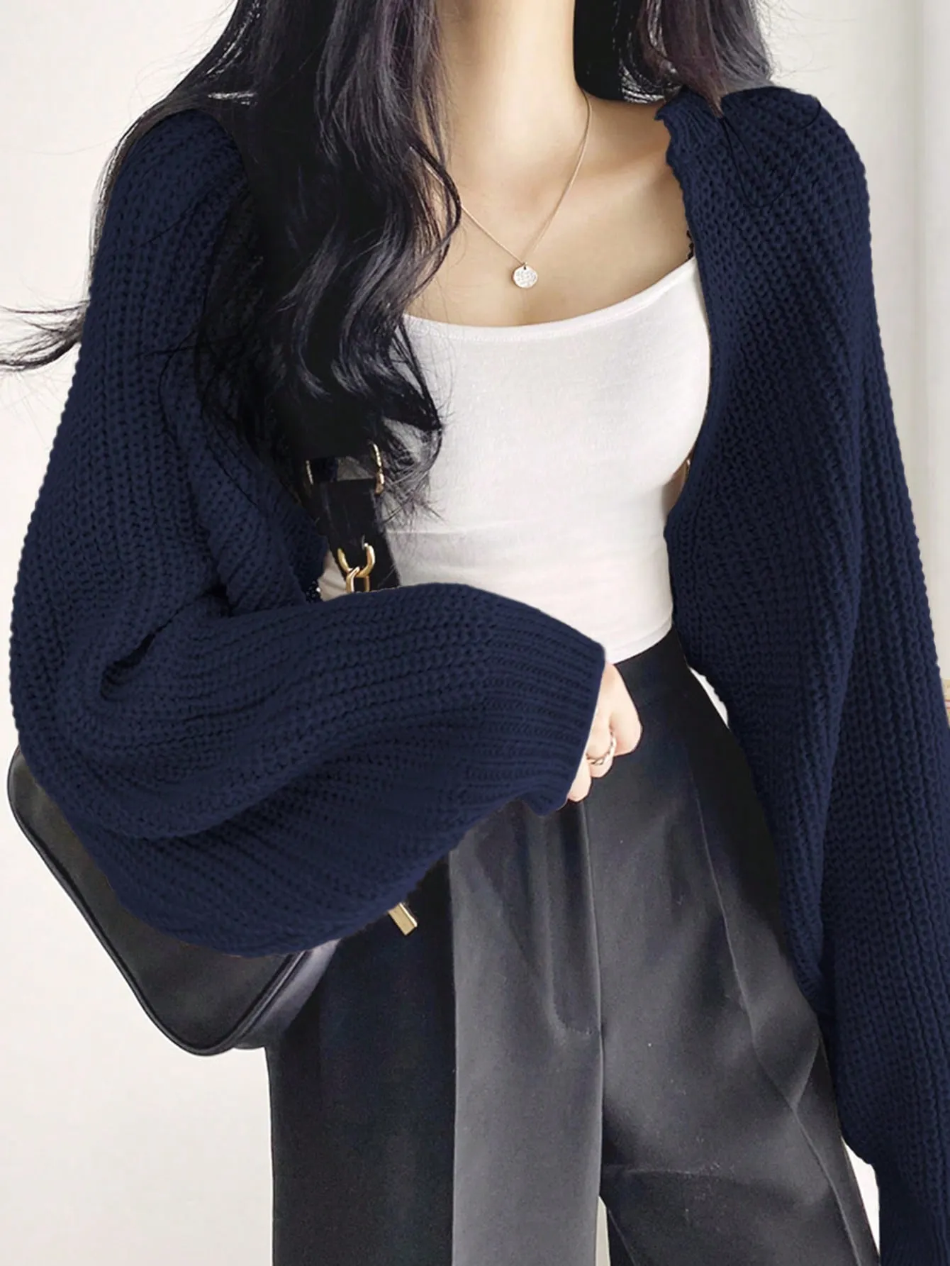 DAZY Solid Open Front Crop Cardigan