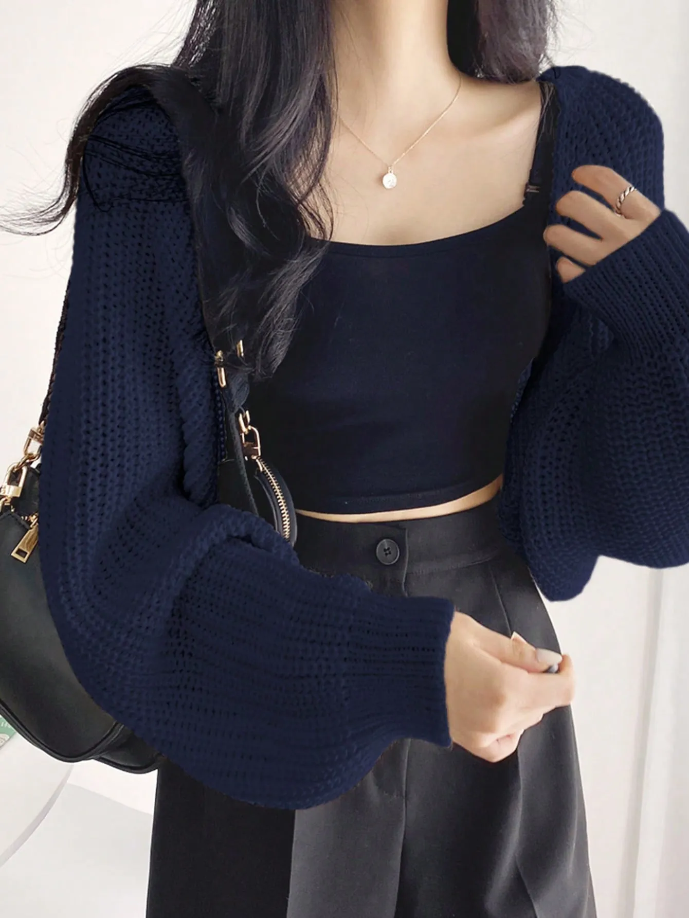 DAZY Solid Open Front Crop Cardigan