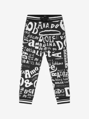 Dolce & Gabbana Boys Black Cotton Lettering Joggers