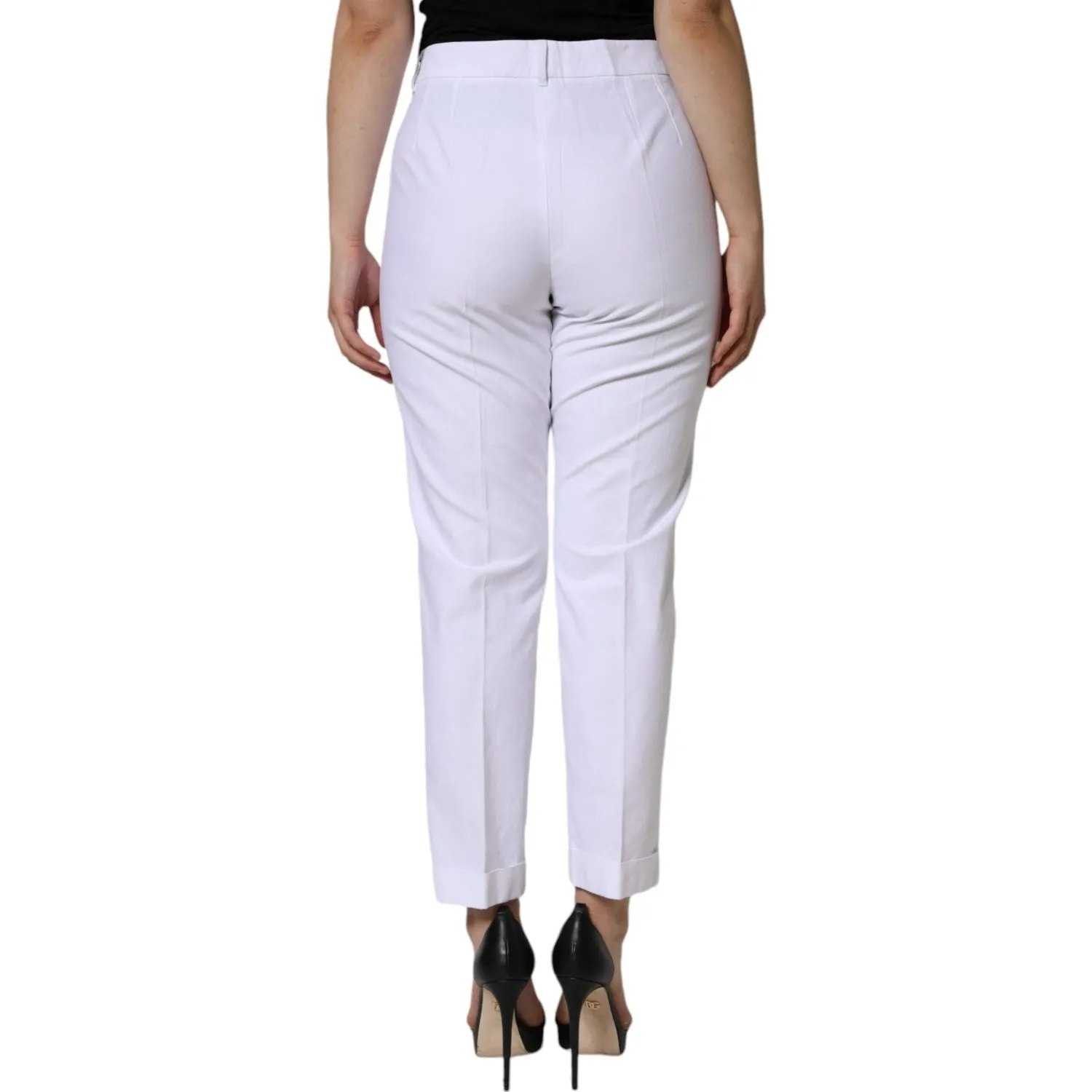 Dolce & Gabbana White Cotton Stretch Tapered Pants