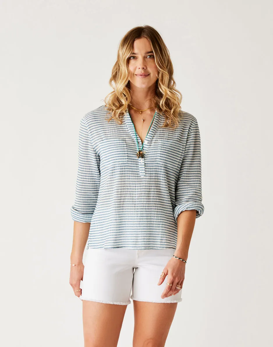 Dylan Gauze Shirt: Horizontal Stripe