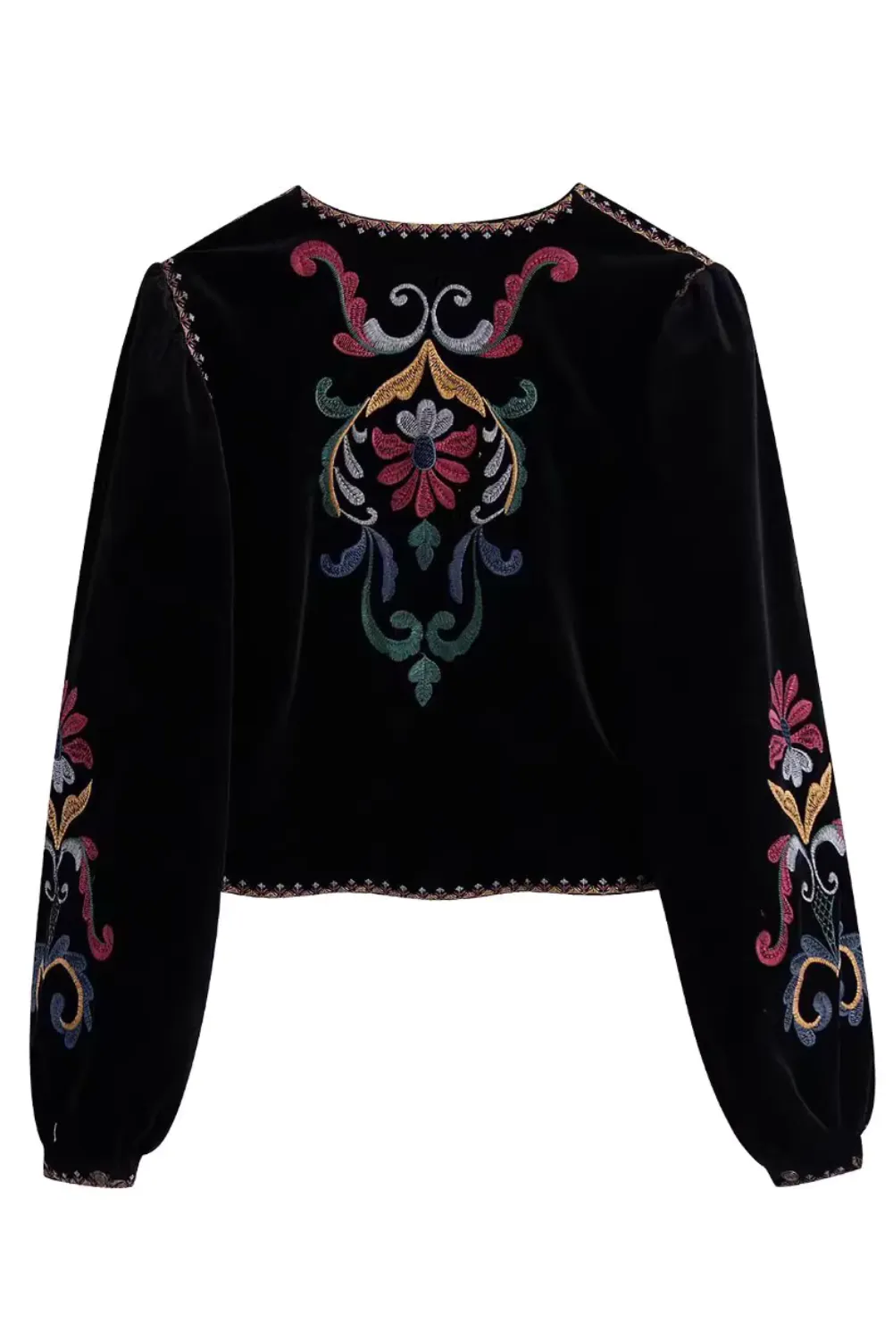 'Eleanor' Open Front Floral Embroidered Cardigan