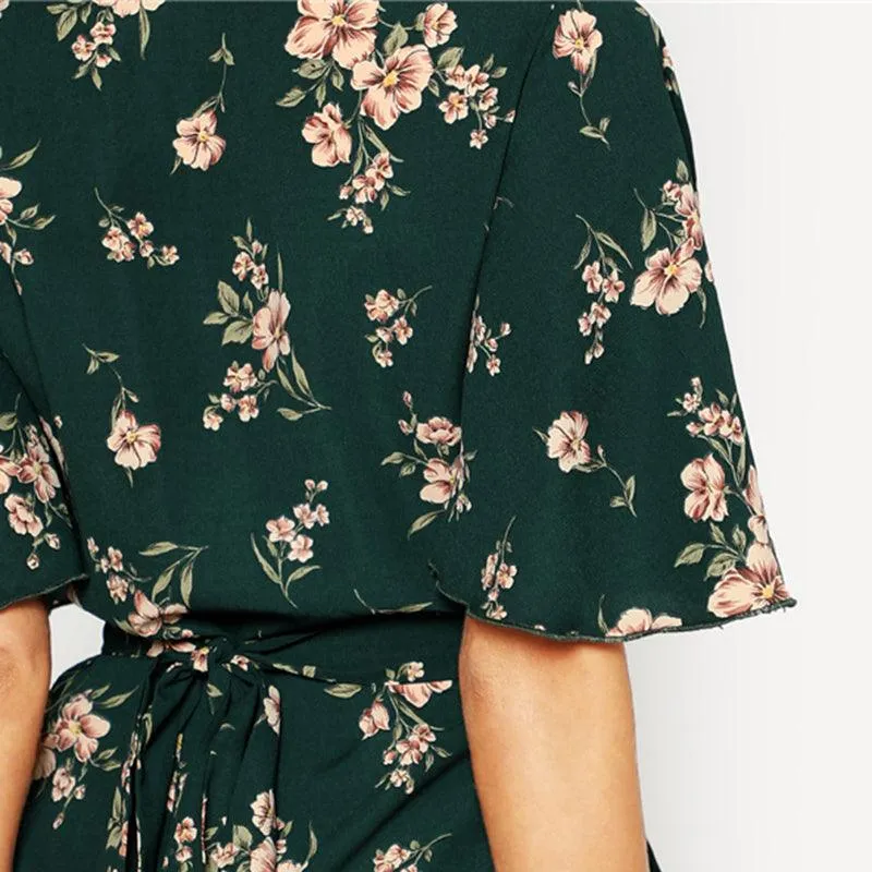 FLORAL BOUQUET WRAP TOP