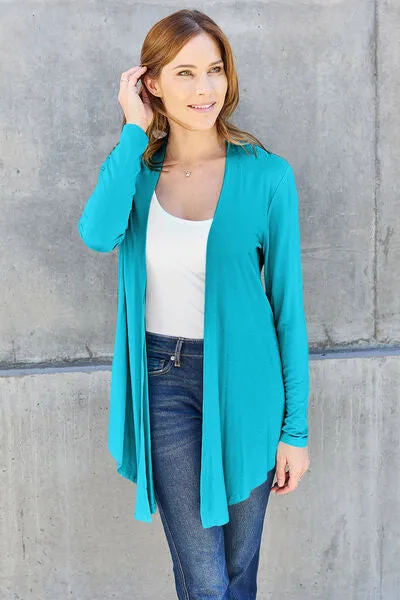 Full Size Open Front Long Sleeve Cardigan