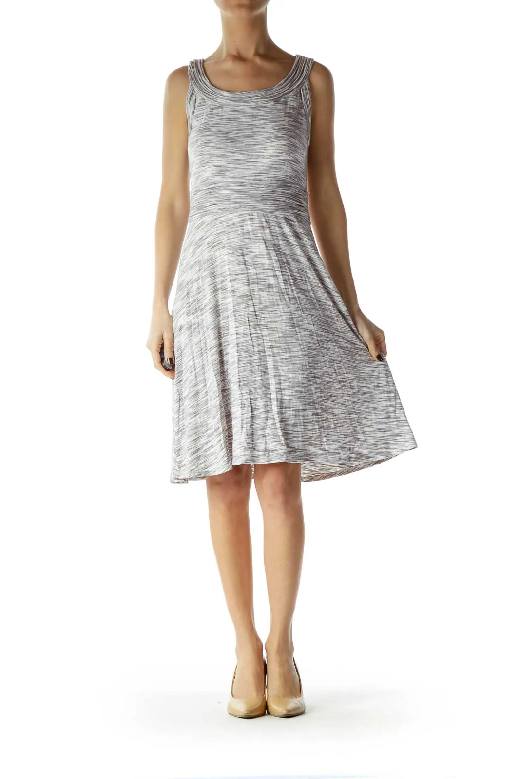 Gray Mottled Sleeveless Jersey Dress