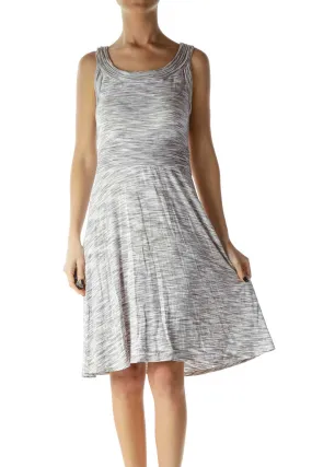 Gray Mottled Sleeveless Jersey Dress