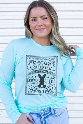 Here Comes Peter Cottontail Adult Soft-Tek Blend Long Sleeve Tee