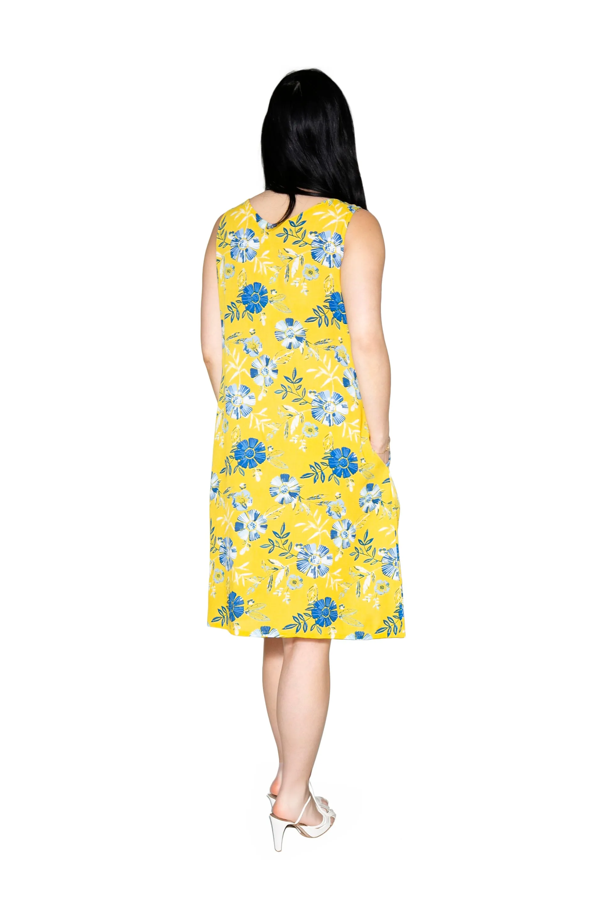 La Cera Cornflower Floral Sleeveless Sundress