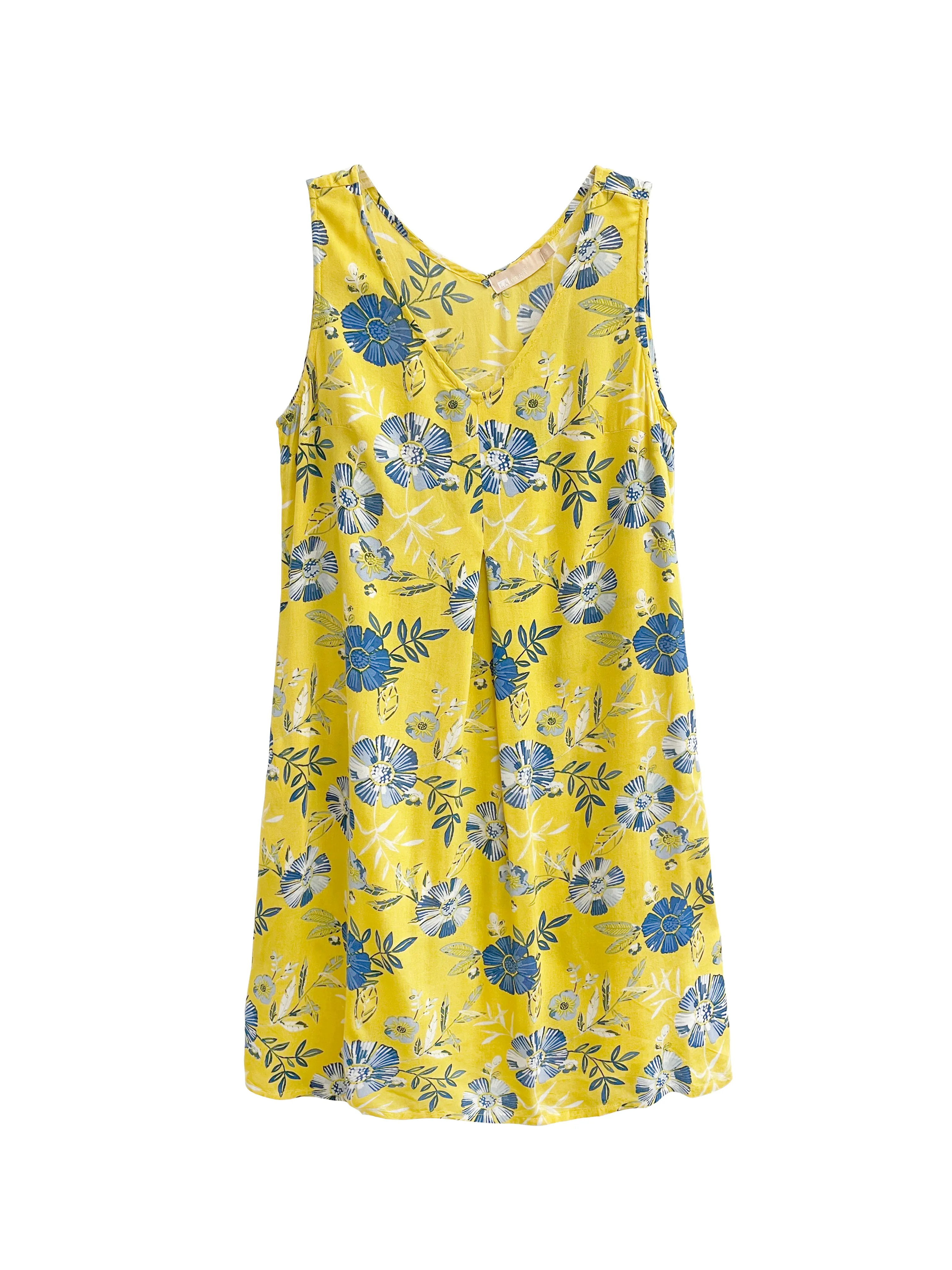 La Cera Cornflower Floral Sleeveless Sundress