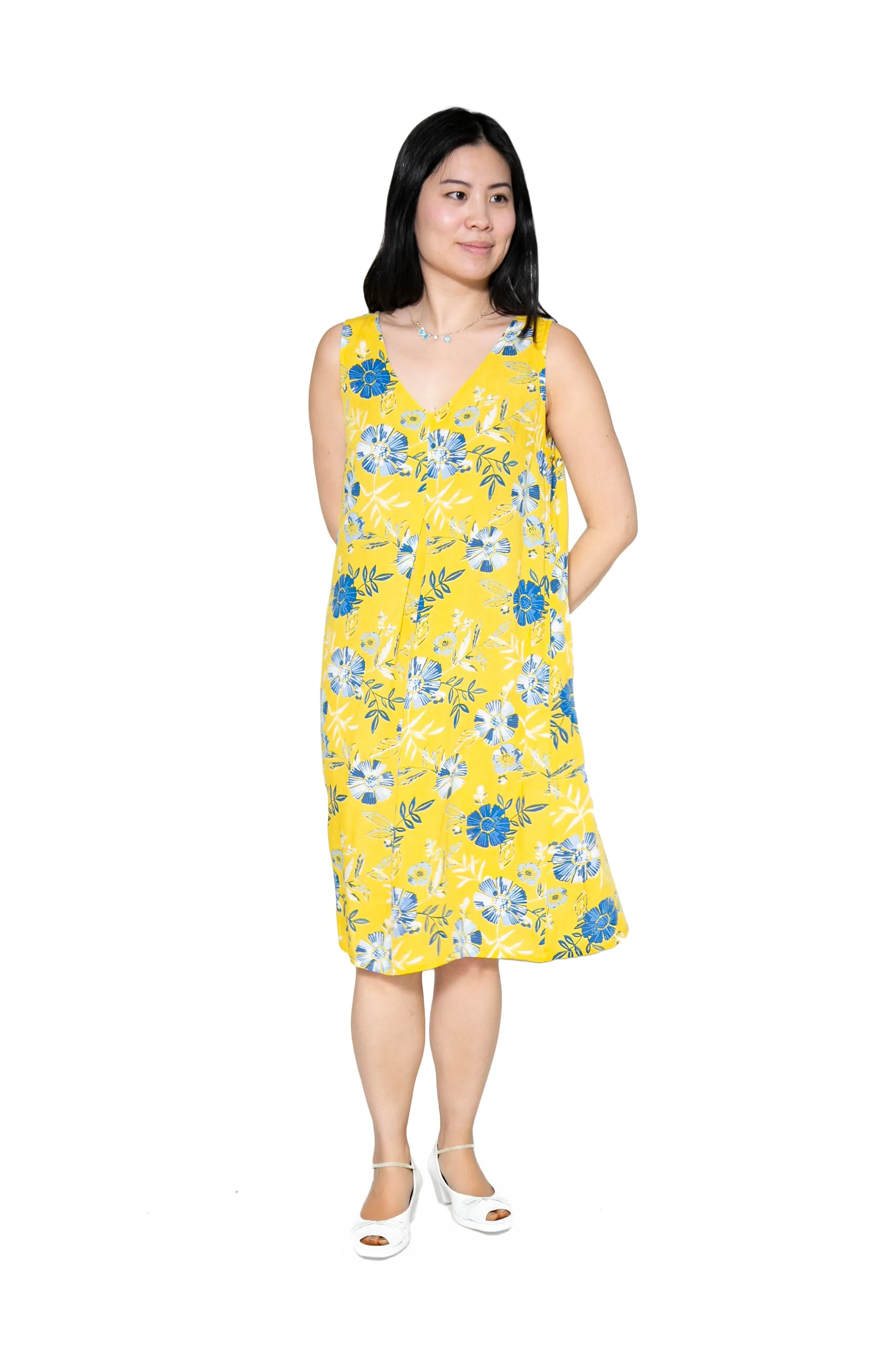 La Cera Cornflower Floral Sleeveless Sundress