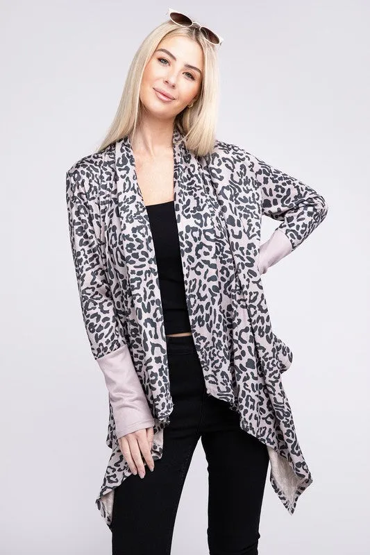 Leopard Print Open Front Cardigan