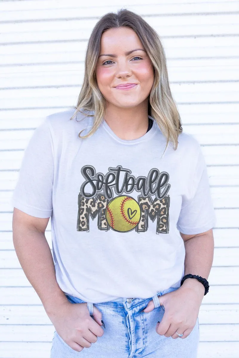 Leopard Softball Mom Adult Soft-Tek Blend T-Shirt