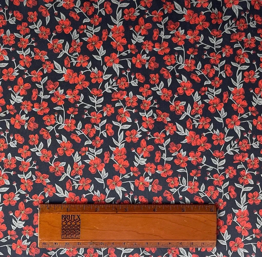 Liberty of London Dogwood Blossom Red Cotton Poplin (Made in Italy)