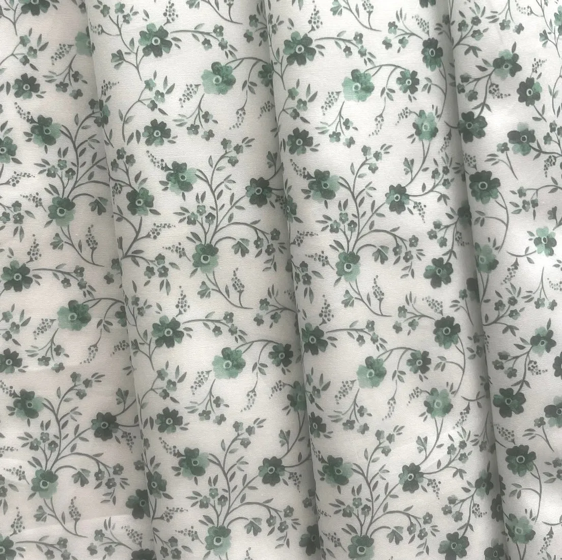 Liberty of London Scattered Blossoms Pine Cotton Poplin (Made in Italy)