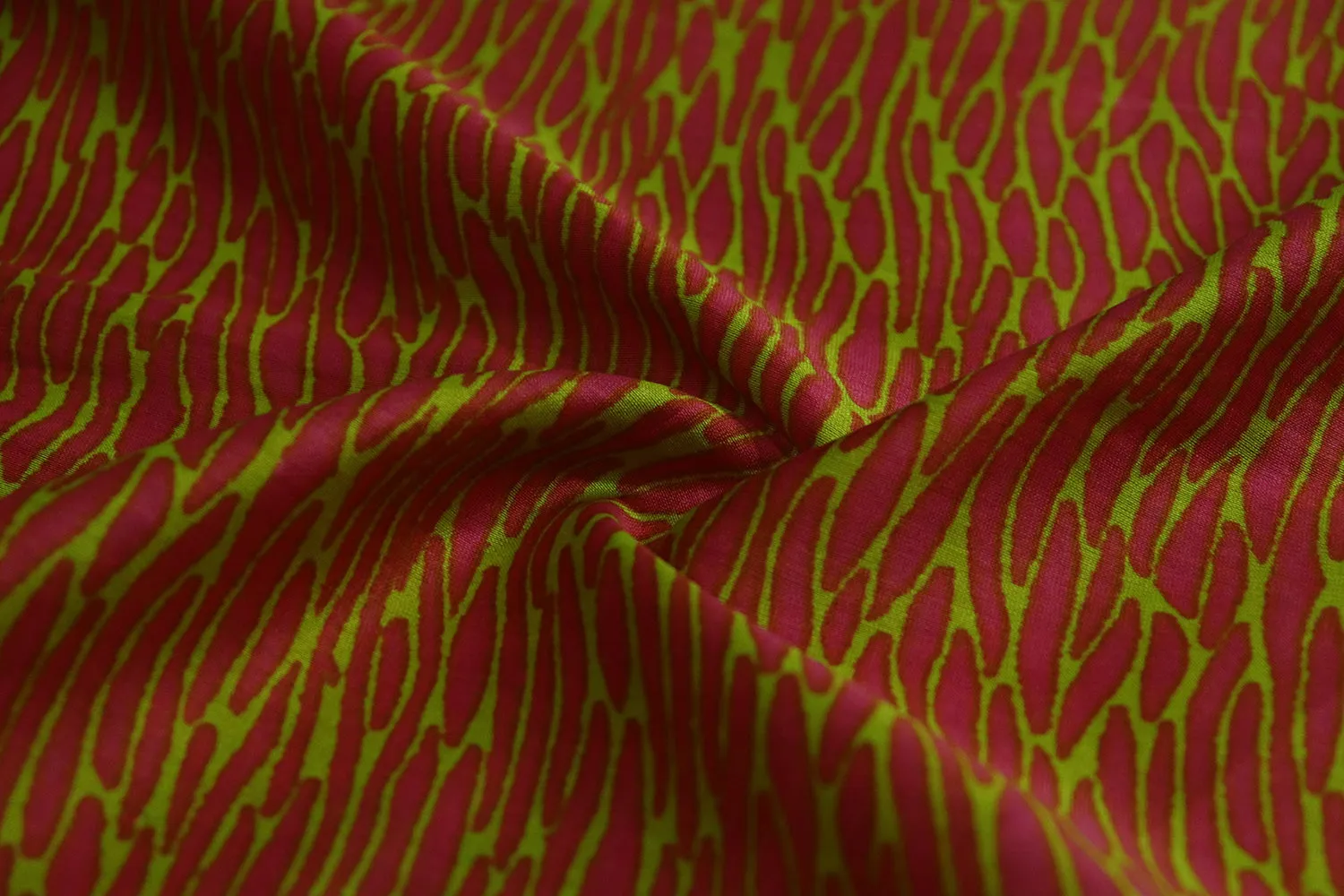 Light Green & Maroon Abstract Printed Chanderi Cotton Silk Fabric