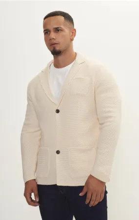 Lightweight Waffled Knit Blazer - Beige