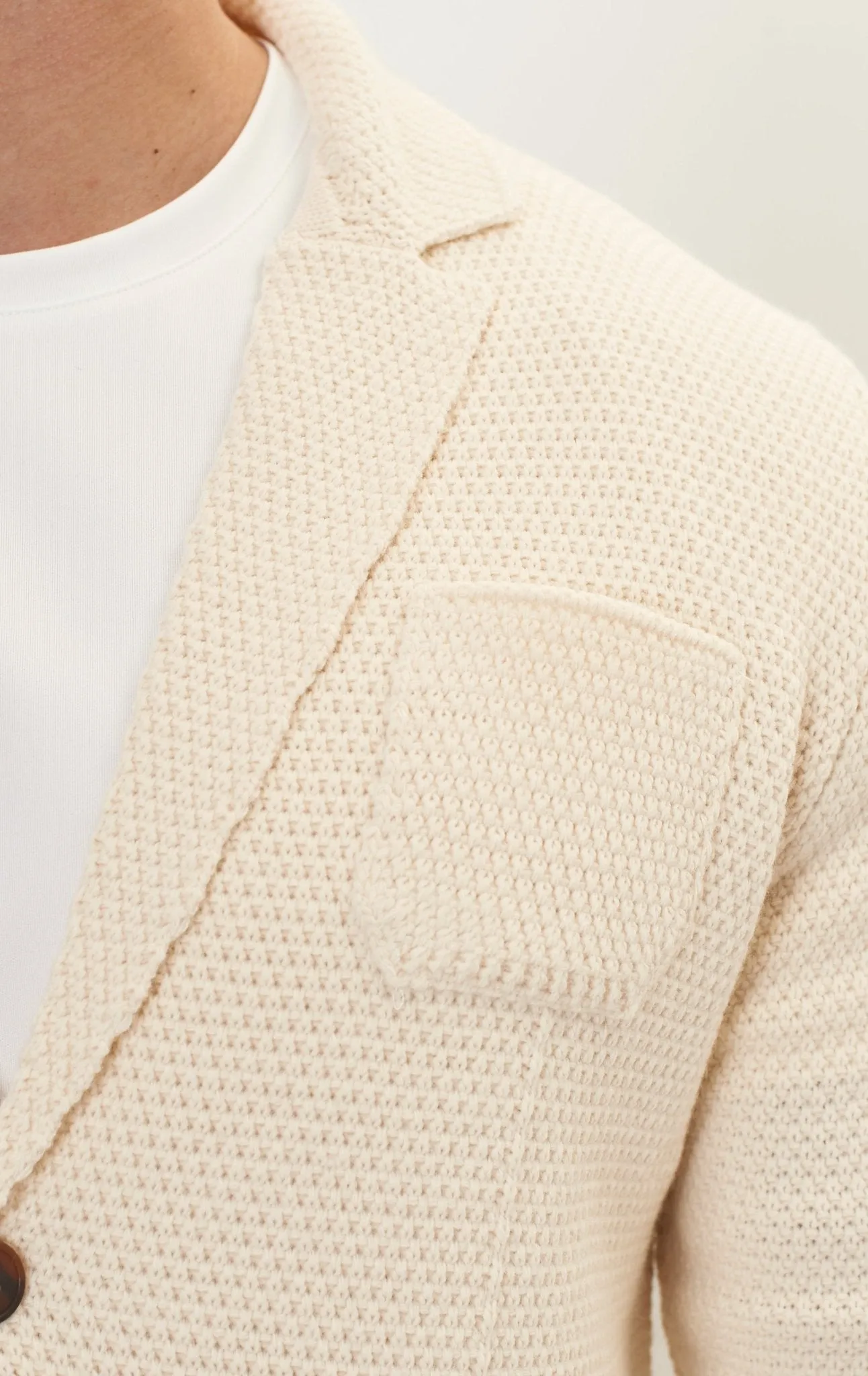 Lightweight Waffled Knit Blazer - Beige