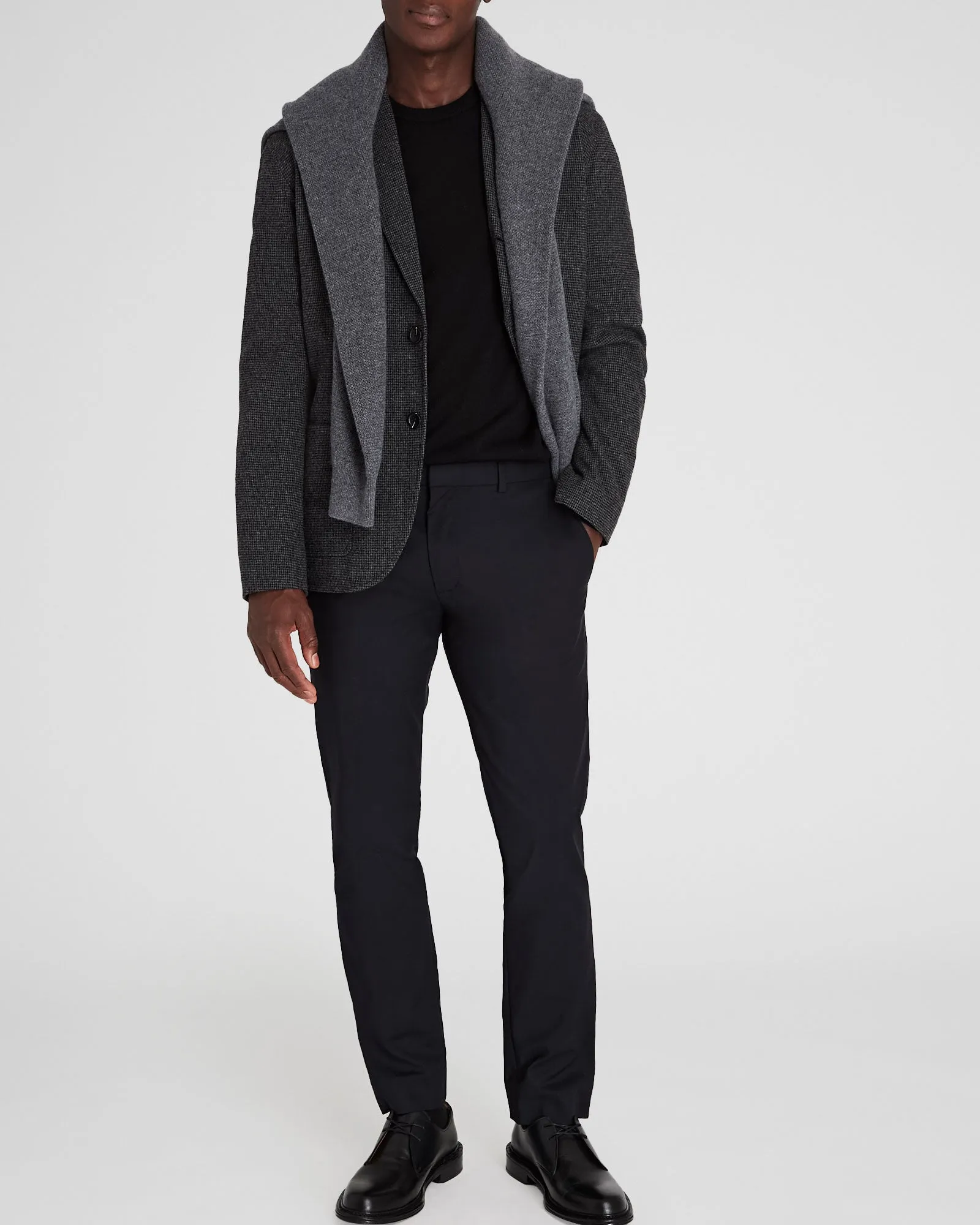 Lightweight Wool Blend Houndstooth Blazer