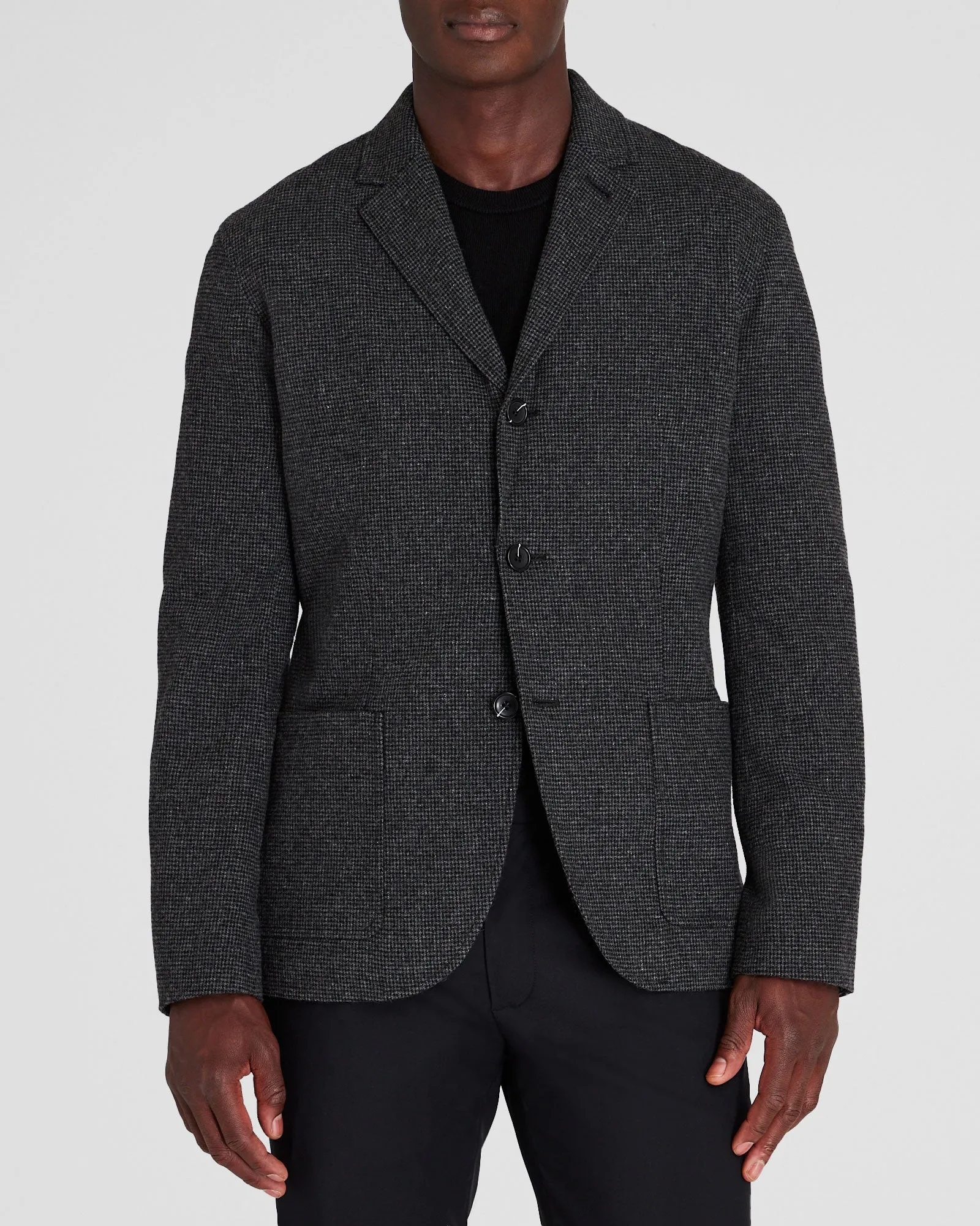 Lightweight Wool Blend Houndstooth Blazer