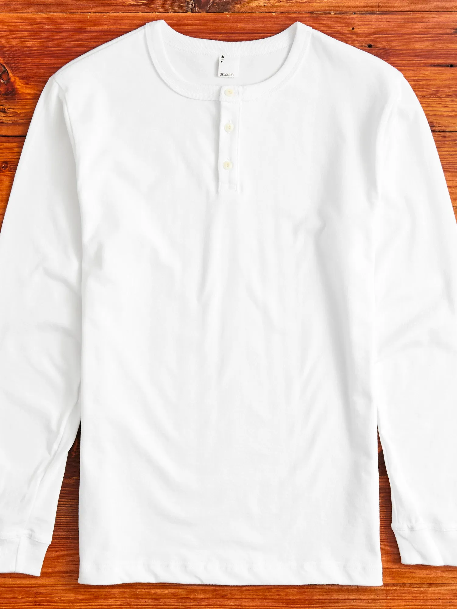 Long Sleeve Henley in White