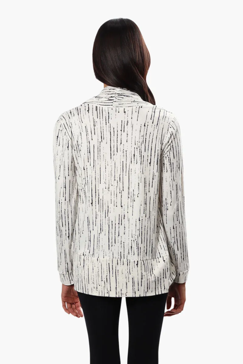 Majora Patterned Open Front Cardigan - White