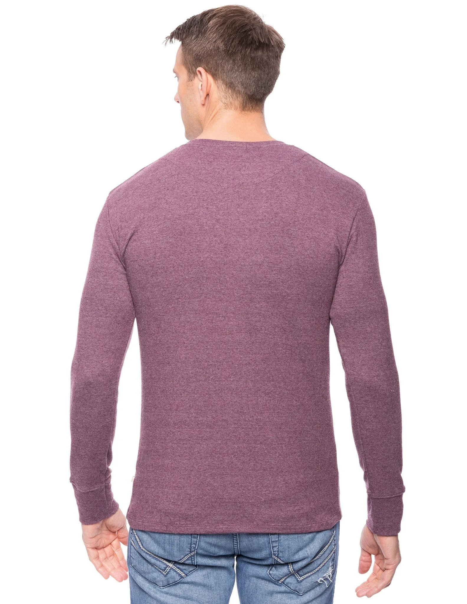 Men's Soft Brushed Rib Long Sleeve Henley Top