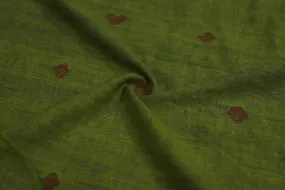 Moss Green Motifs Cotton Jamdani Handloom Fabric