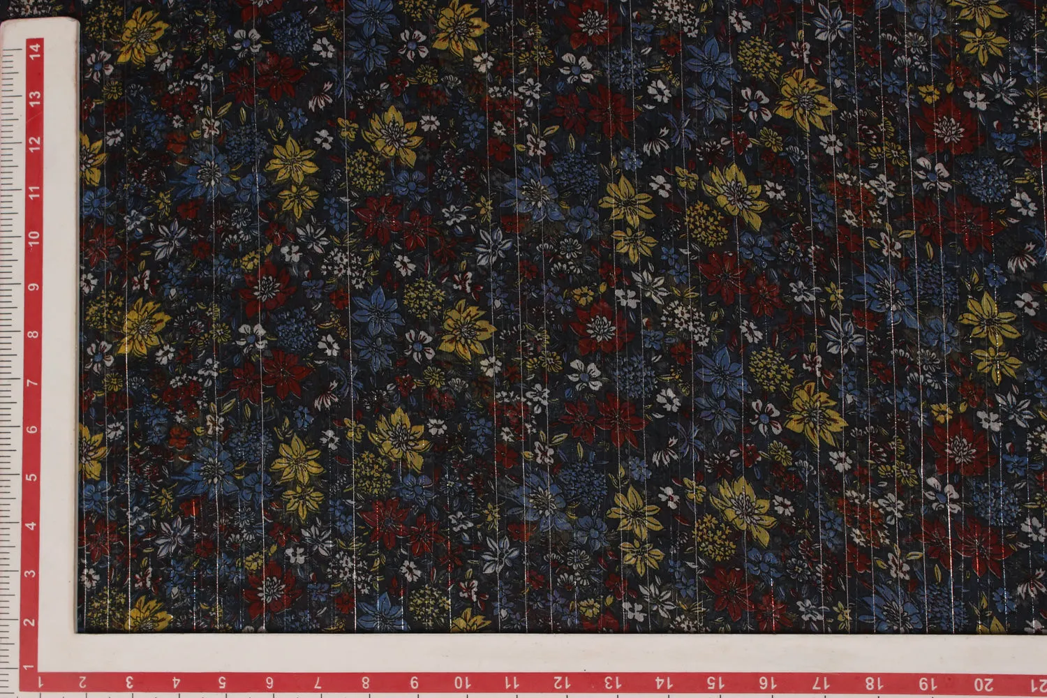 Multicolour Printed Chiffon Lurex Fabric