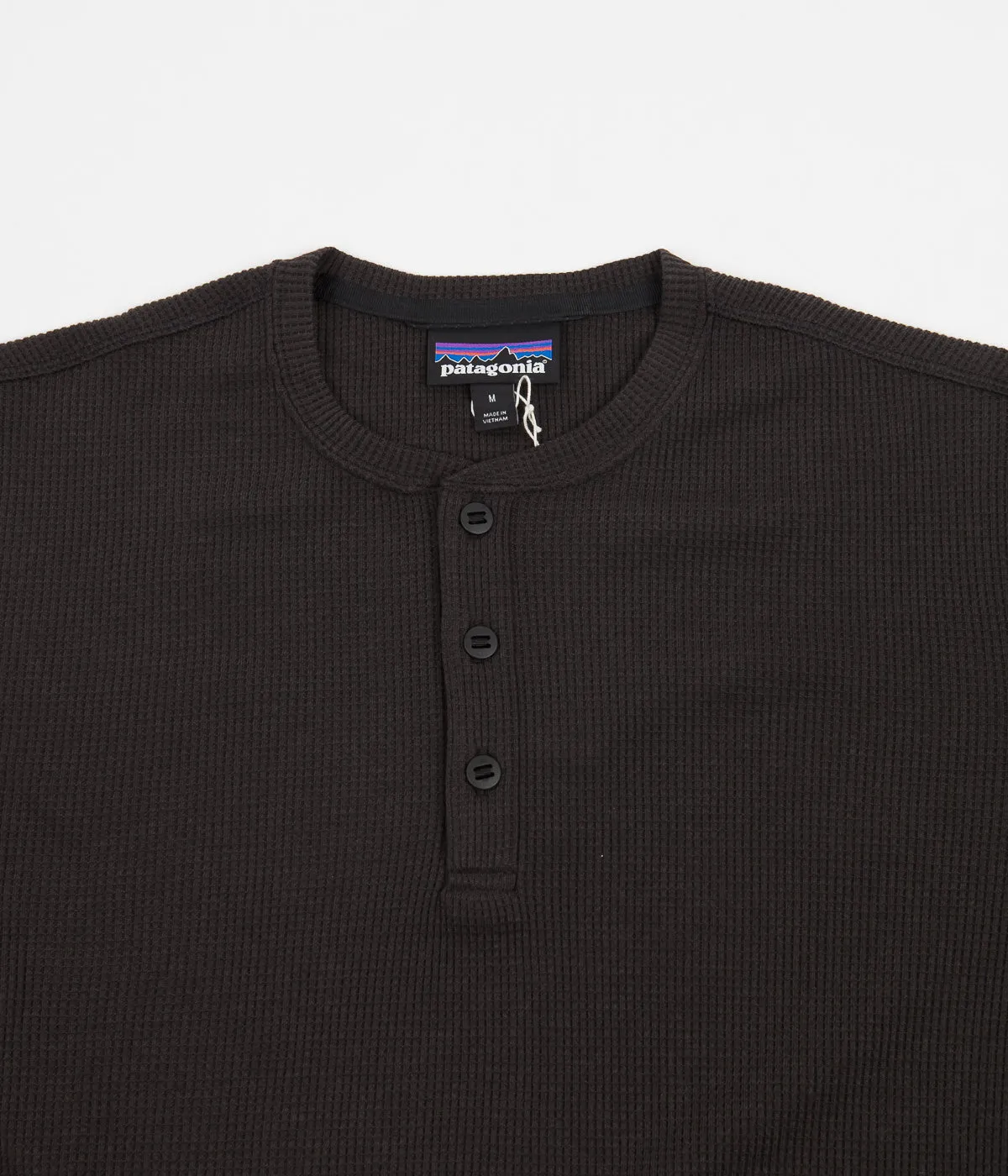 Patagonia Long Sleeve Waffle Knit Henley - Black