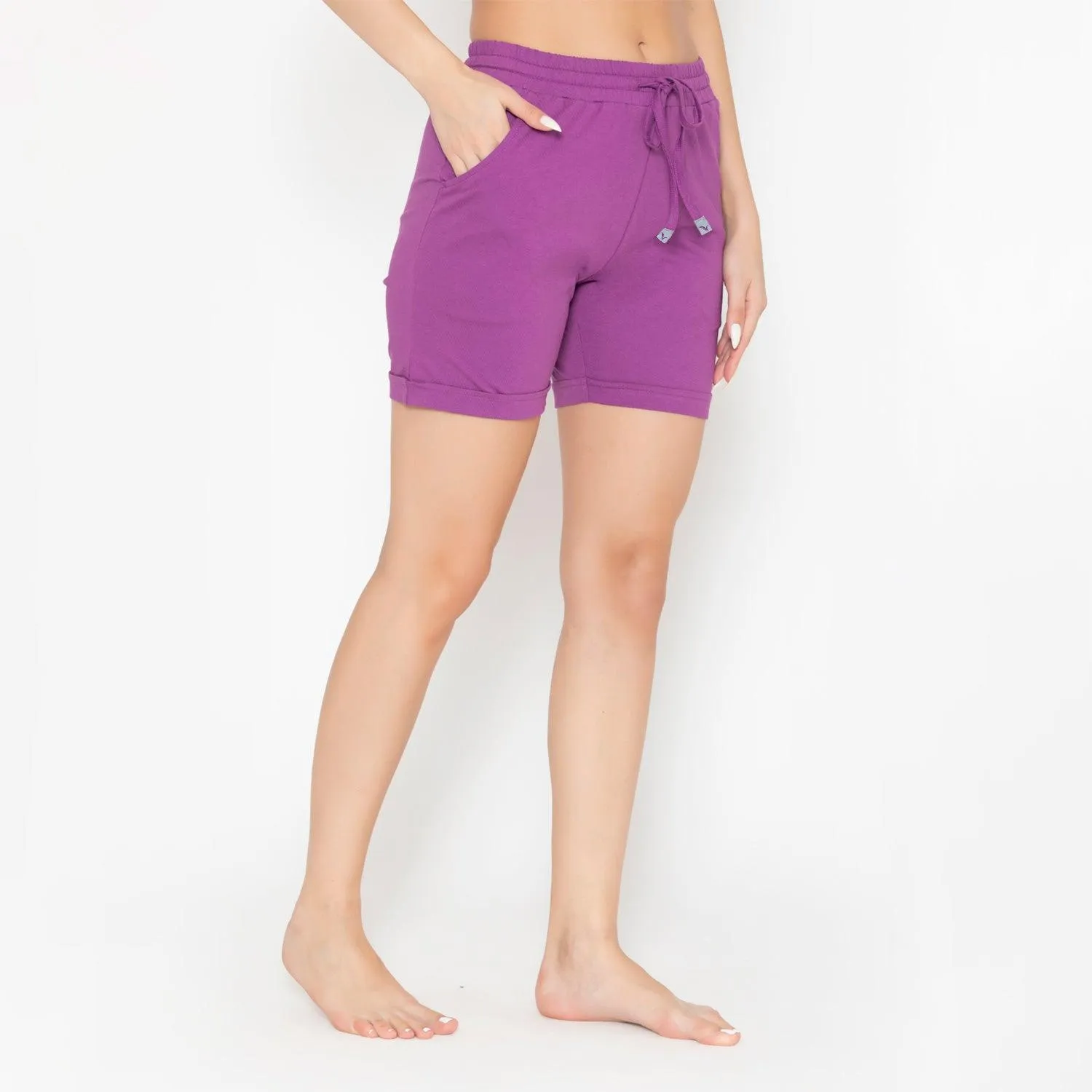 Plain Knitted Shorts For Women - Dahlia