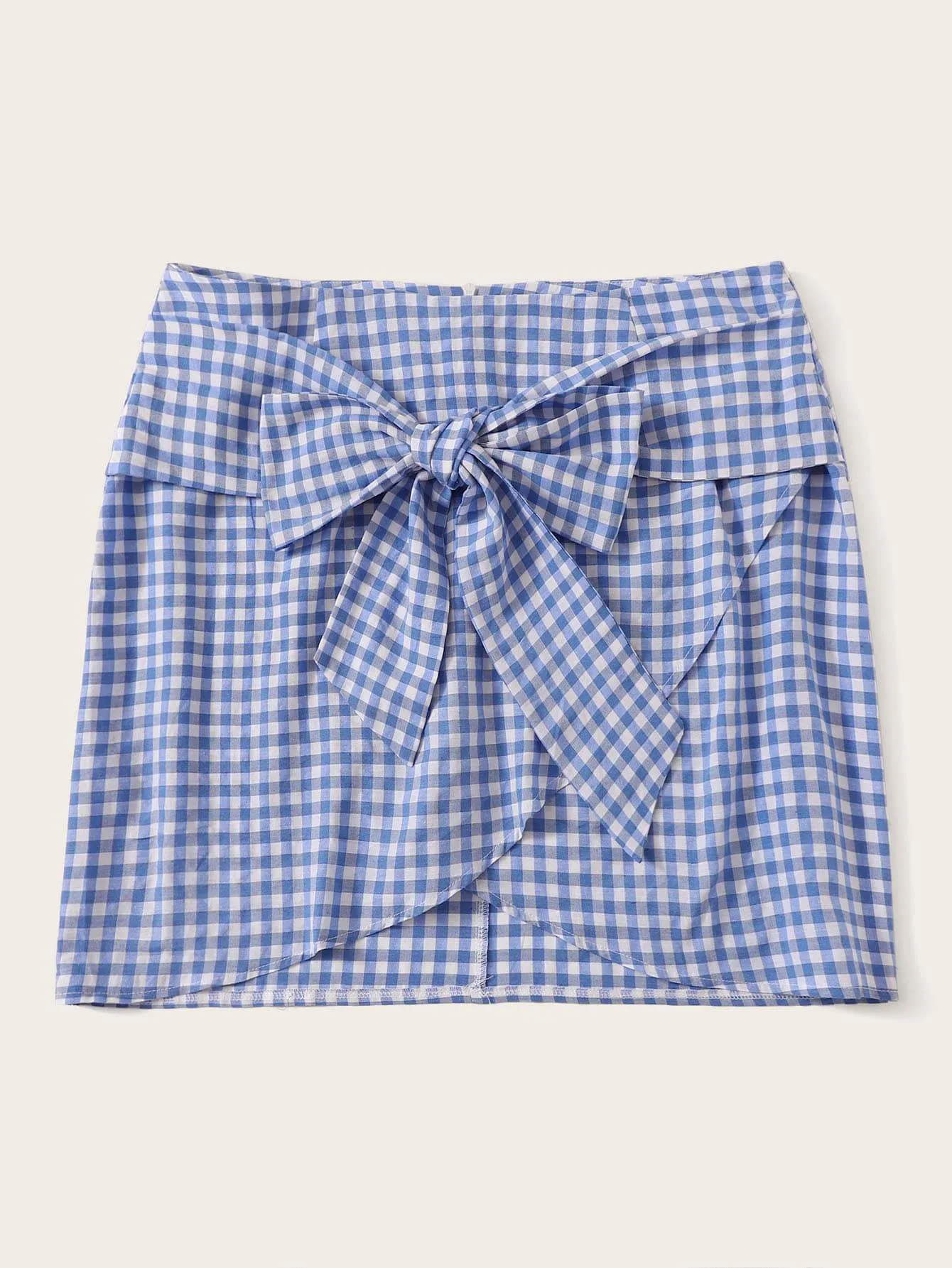 Plus Bow Front Gingham Wrap Skirt