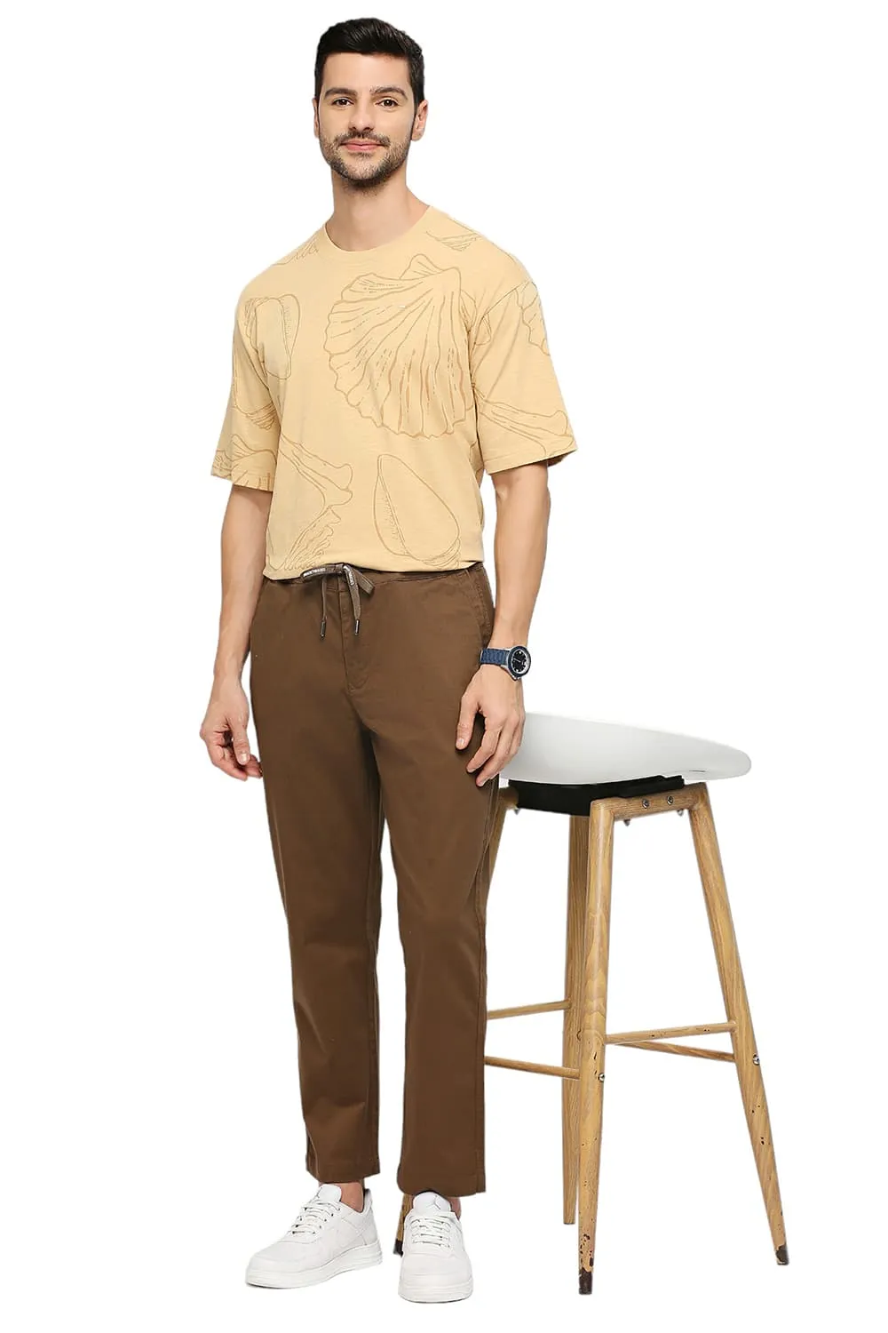 Relaxed Fit Cotton Stretch Dobby Trousers